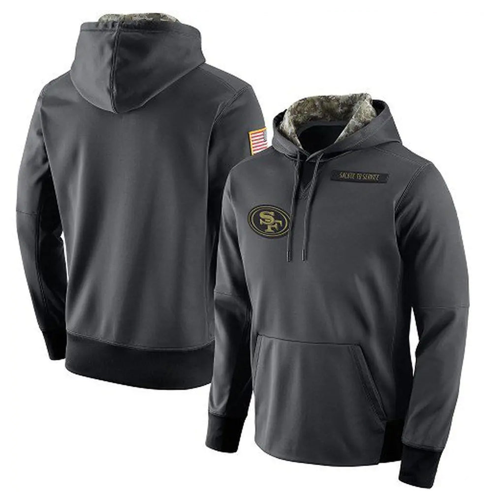 Jdoa SF.49ers Anthracite Pullover Hoodies Home Game Blank Player Stitched Jerseys