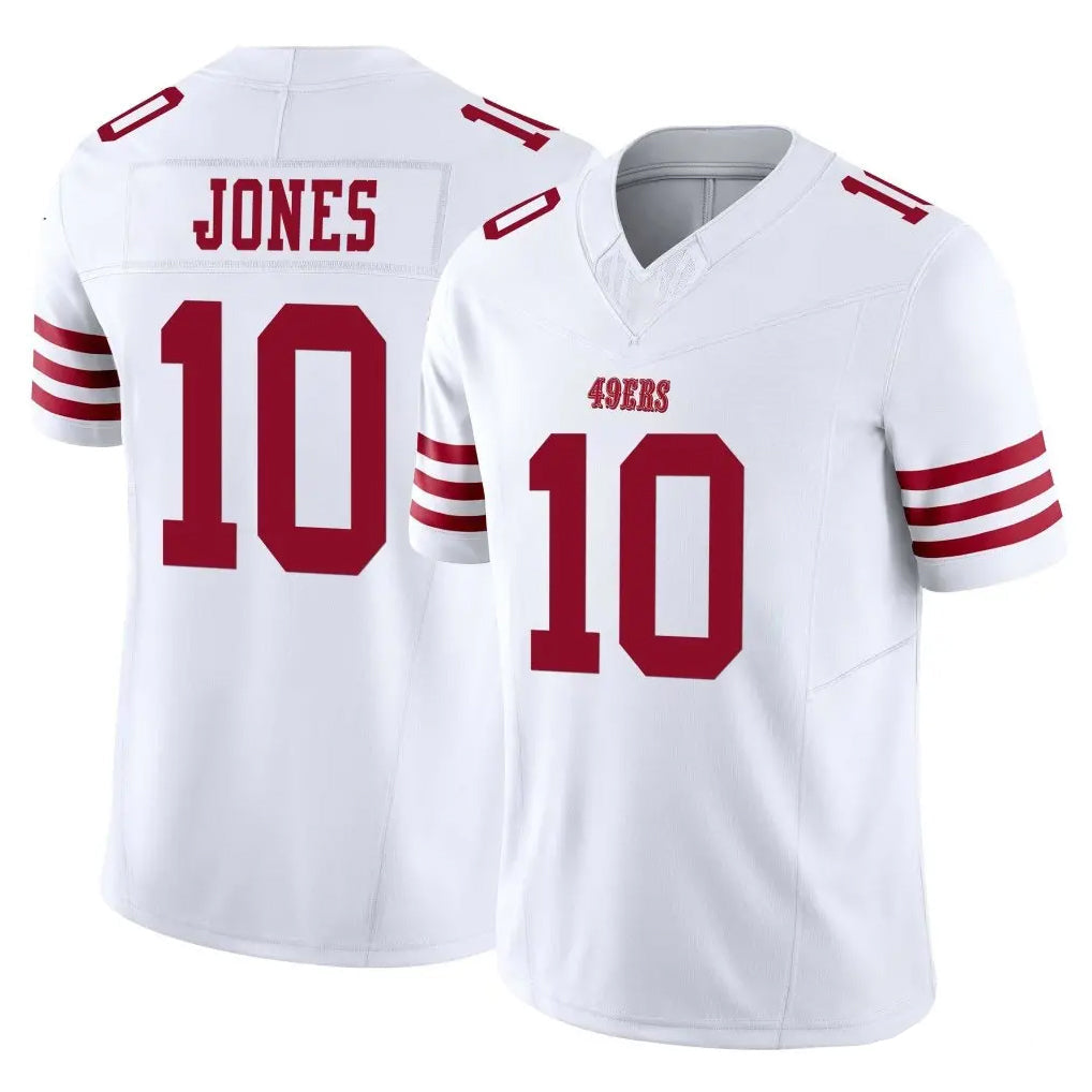 Jdoa SF.49ers #10 Mac Jones Player White Limited Vapor F.U.S.E. Home Game Stitched Jerseys