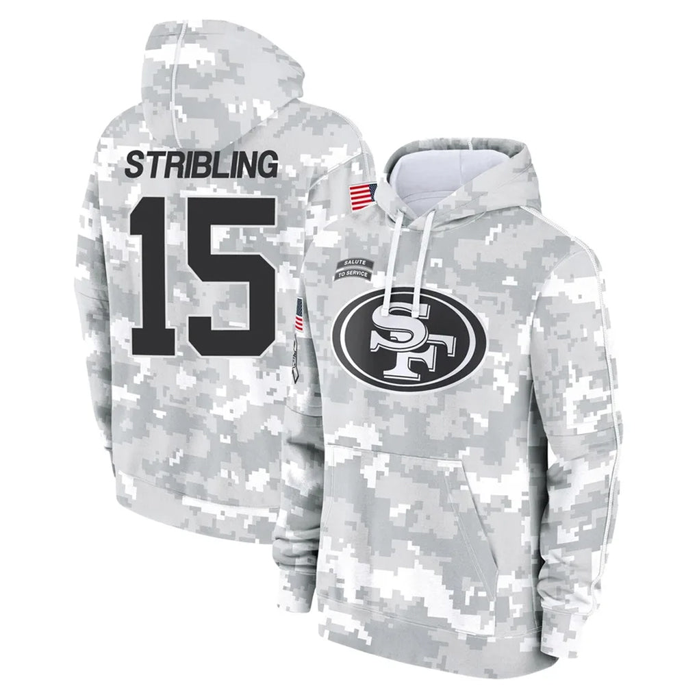 Jdoa SF.49ers #15 De'Zhaun Stribling Player Arctic Camo Limited Salute to Service Pullover Hoodies Game Stitched Jerseys