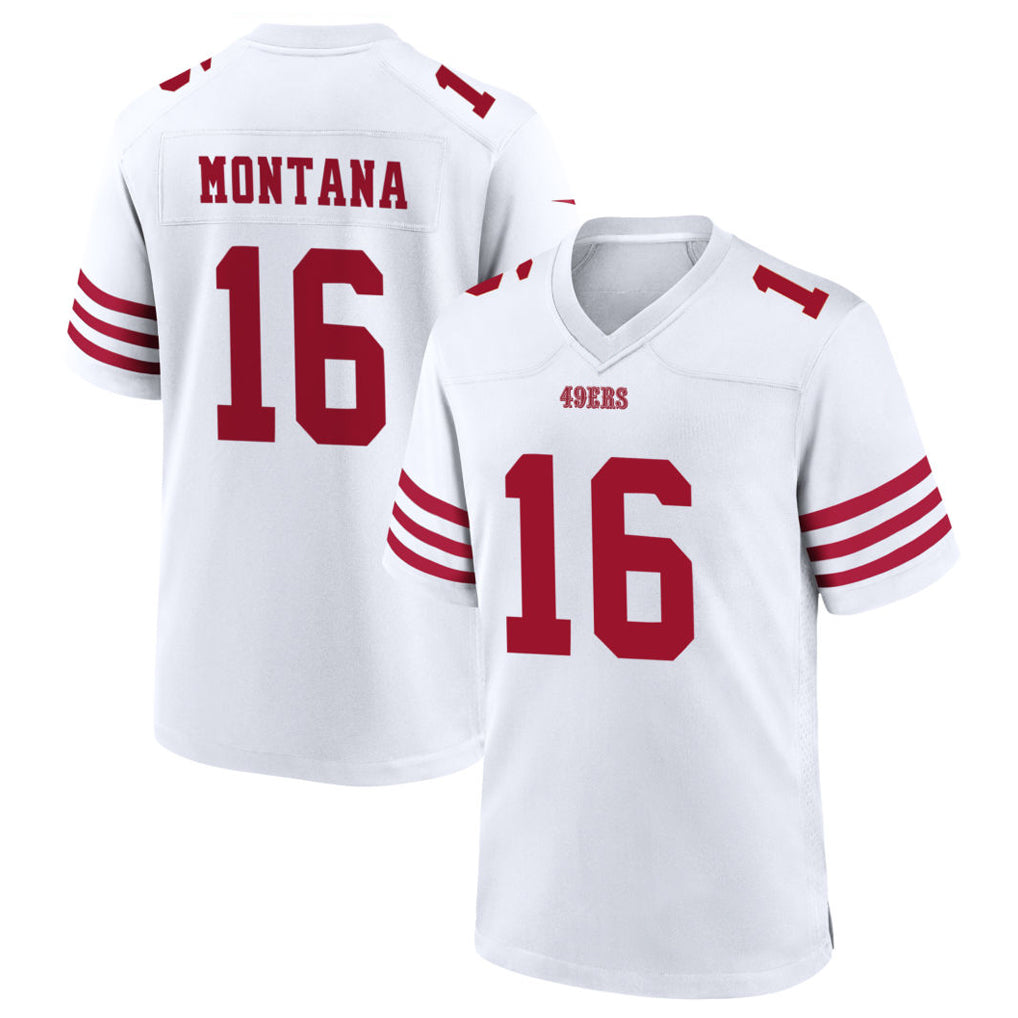 Jdoa SF.49ers #16 Joe Montana Player White Home Game Stitched Jerseys
