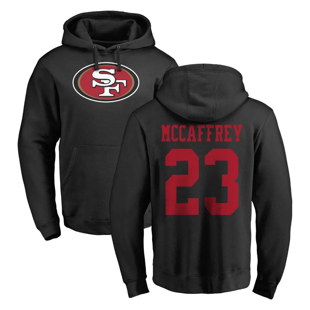 Jdoa SF.49ers #23 Christian McCaffrey Player Black LOGO Pullover Hoodies Home Game Stitched Jerseys