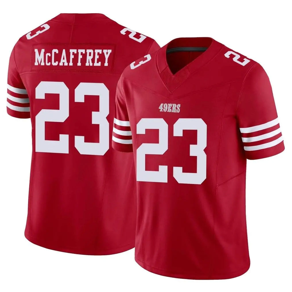 Jdoa SF.49ers #23 Christian McCaffrey Player Red Limited Vapor F.U.S.E. Home Game Stitched Jerseys