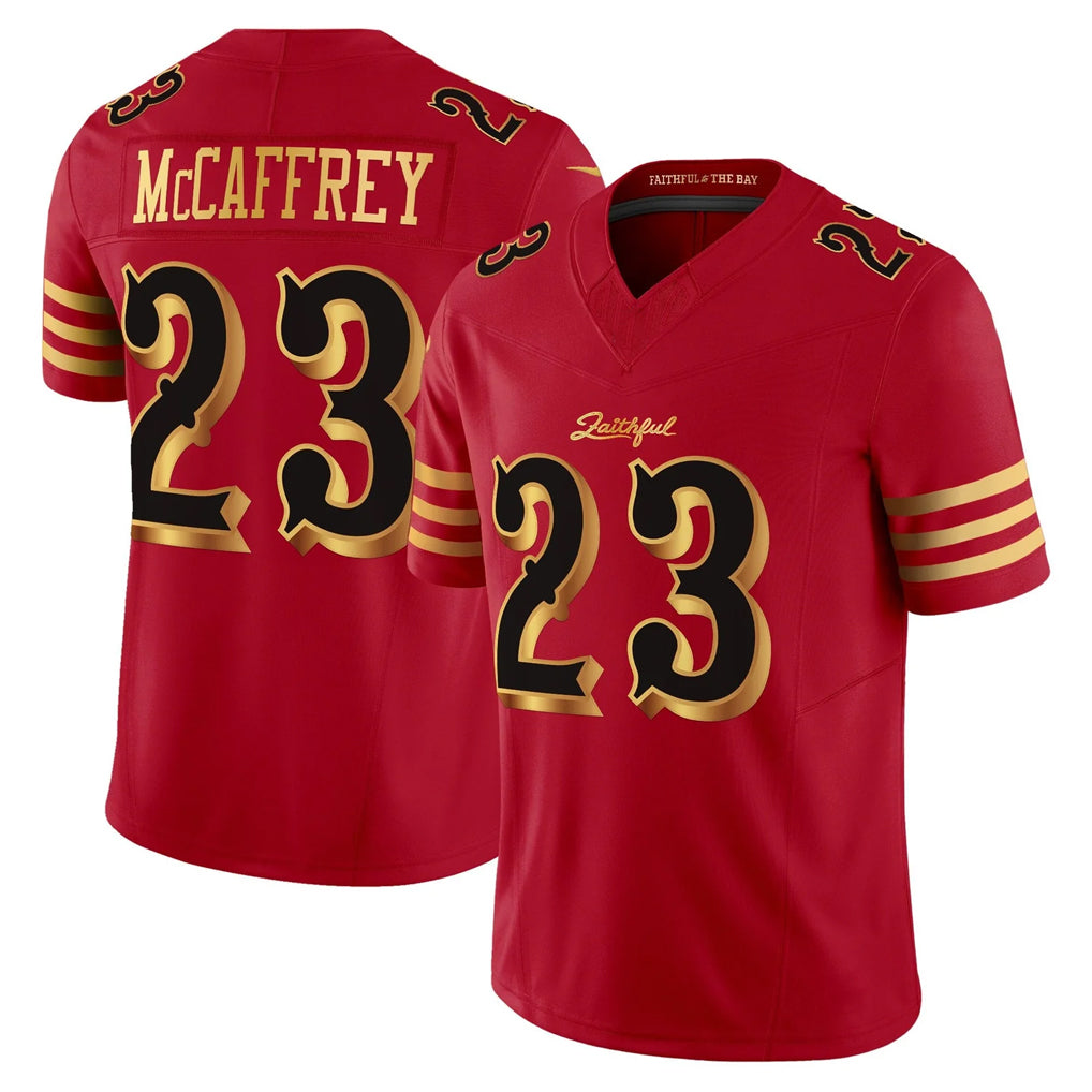 Jdoa SF.49ers #23 Christian McCaffrey Player Red Rivalries Vapor Limited Home Game Stitched Jerseys