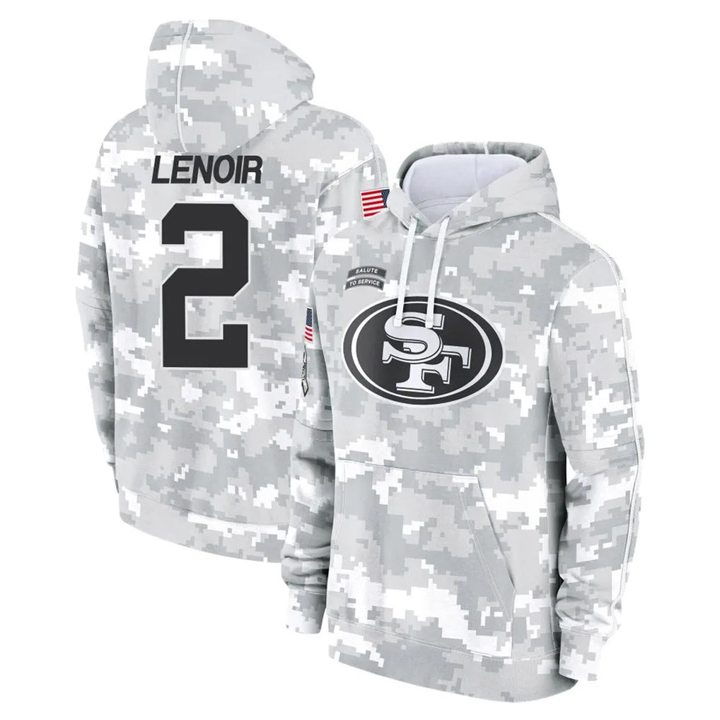 Jdoa SF.49ers #2 Deommodore Lenoir Player Arctic Camo Limited Salute to Service Pullover Hoodies Game Stitched Jerseys