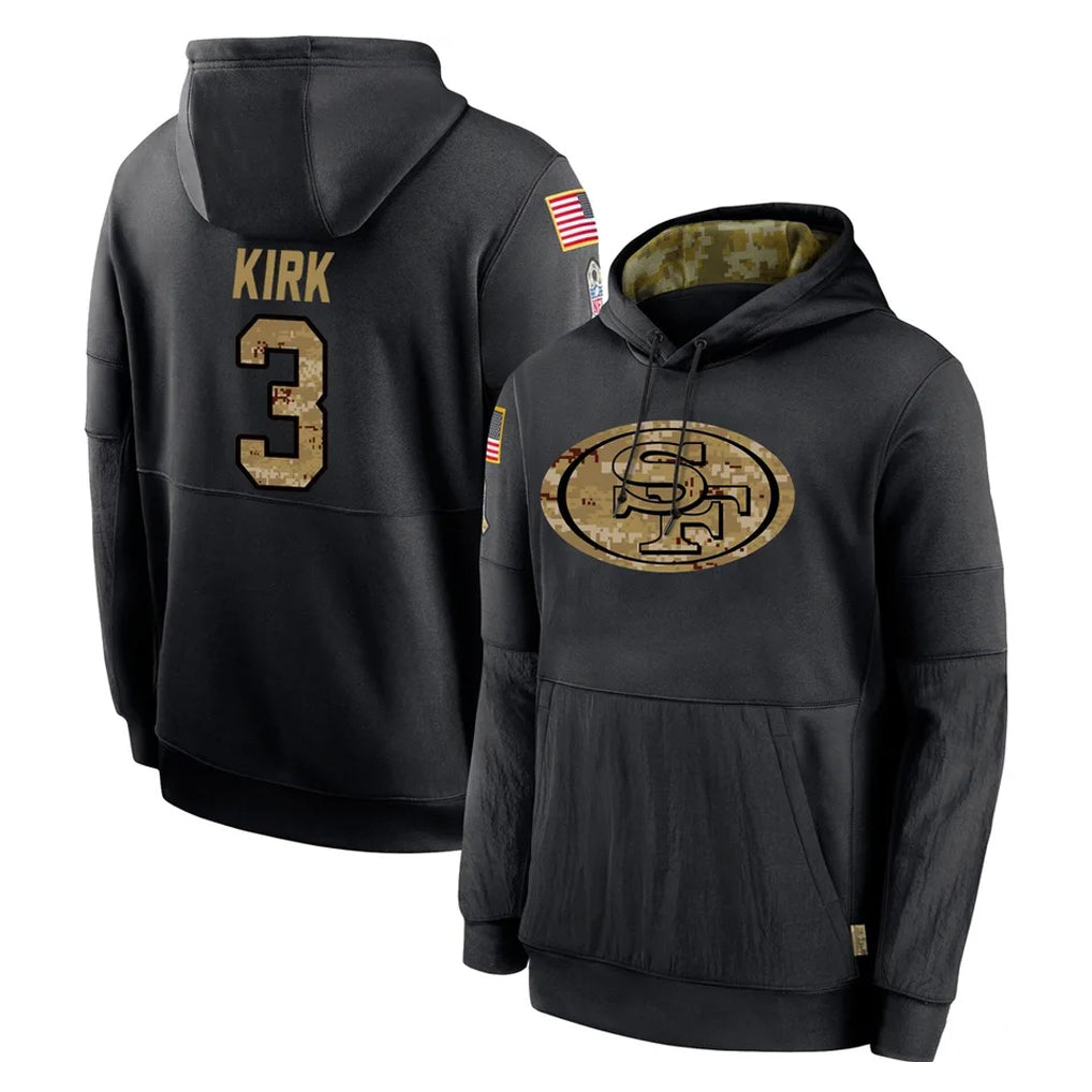Jdoa SF.49ers #3 Christian Kirk Player Black Salute to Service Sideline Performance Pullover Hoodies Home Game Stitched Jerseys
