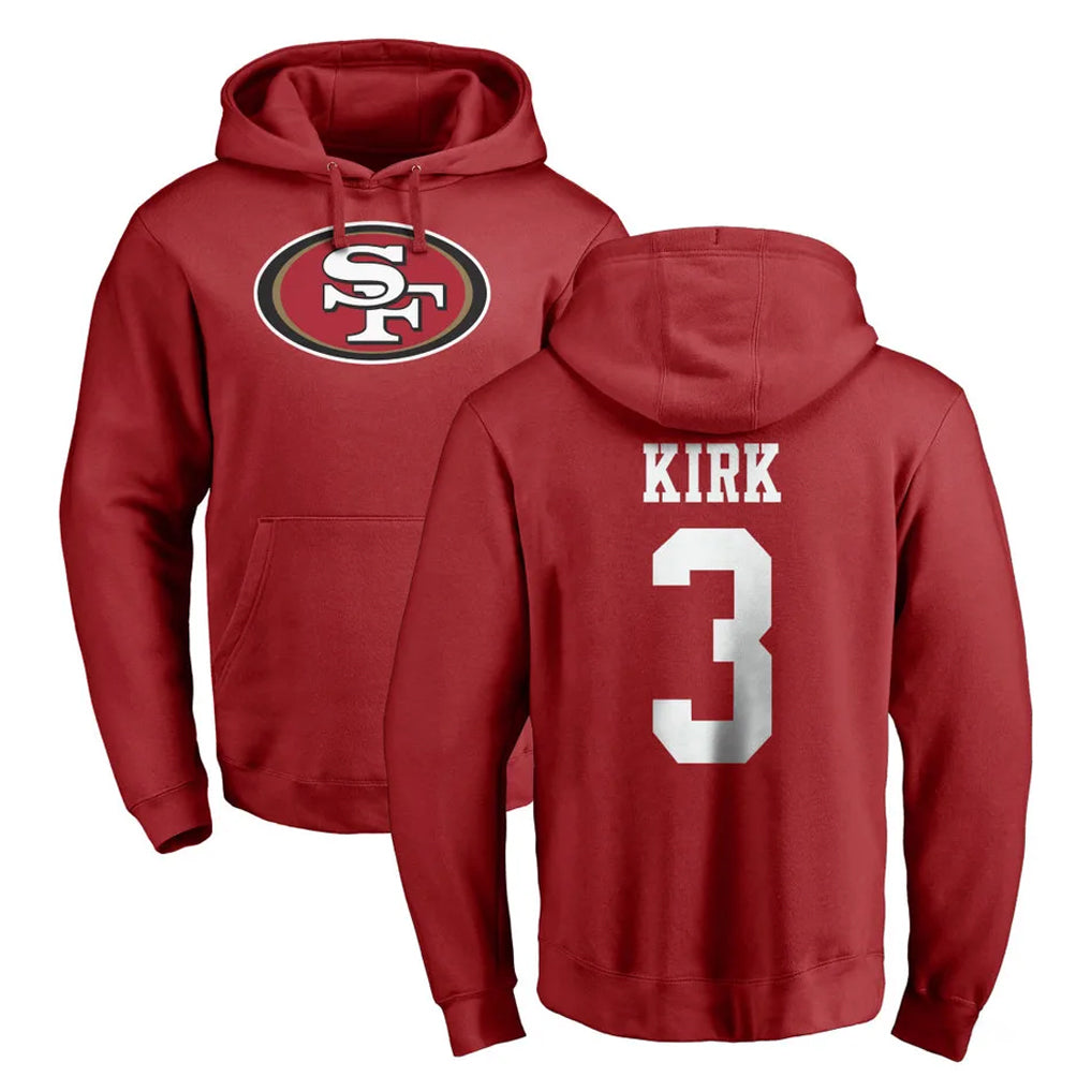 Jdoa SF.49ers #3 Christian Kirk Player Red LOGO Pullover Hoodies Home Game Stitched Jerseys
