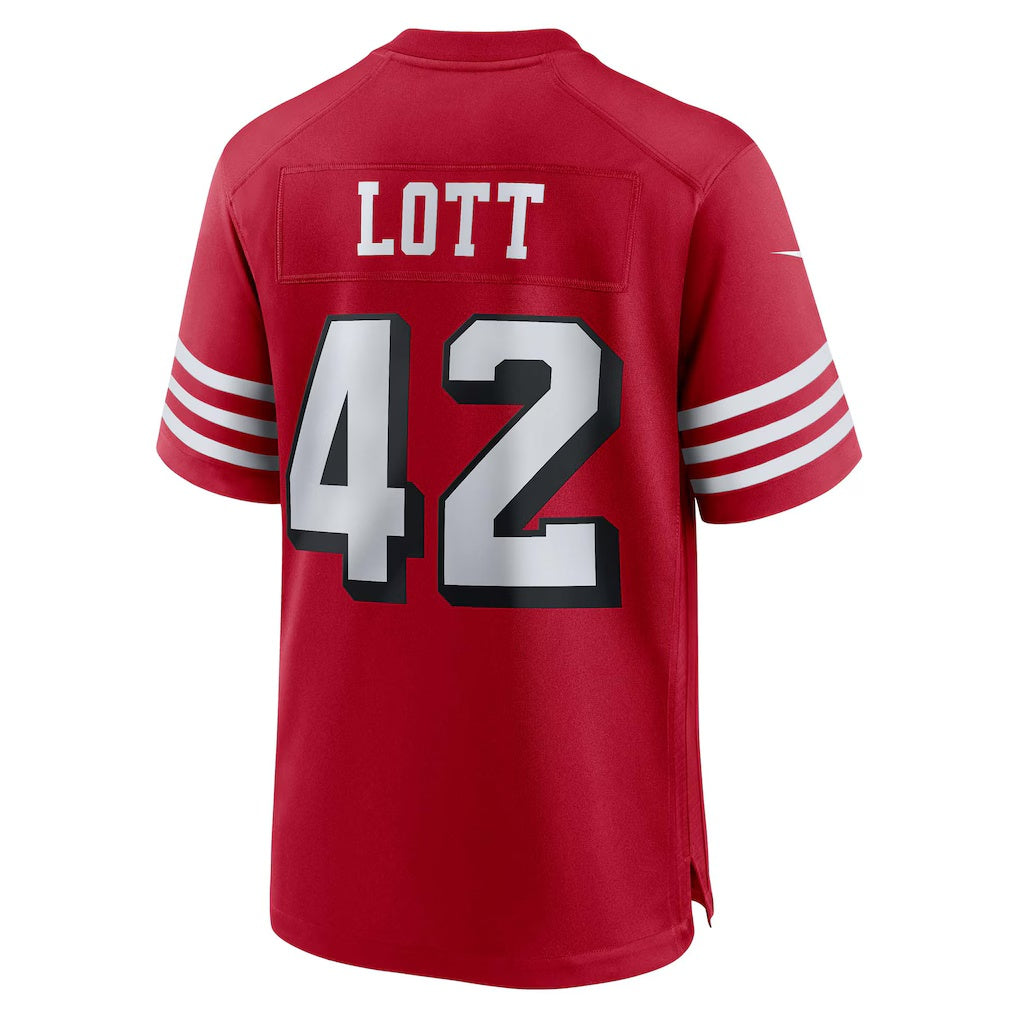 Jdoa SF.49ers #42 Ronnie Lott Scarlet Retired Player Alternate Game Stitched Jerseys