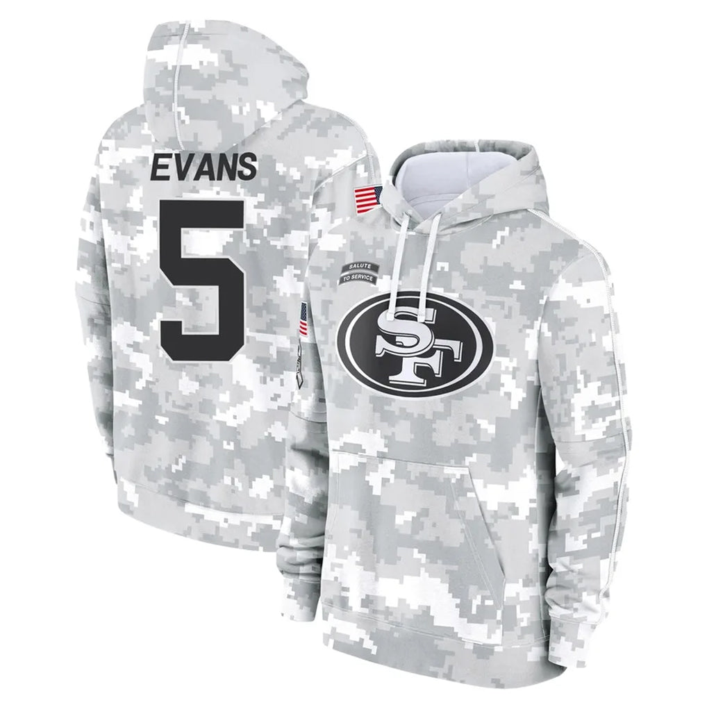 Jdoa SF.49ers #5 Mike Evans Player Arctic Camo Limited Salute to Service Pullover Hoodies Game Stitched Jerseys