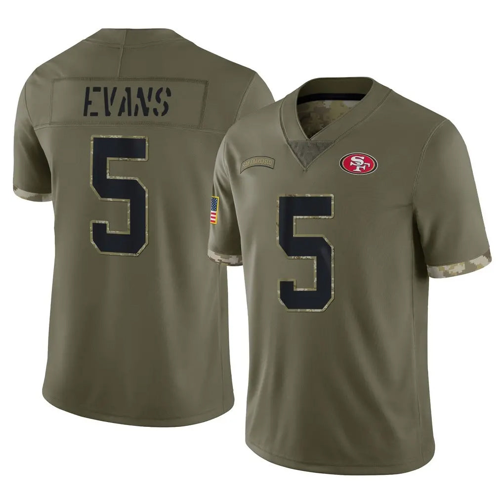 Jdoa SF.49ers #5 Mike Evans Player Olive Limited Salute To Service Home Game Stitched Jerseys