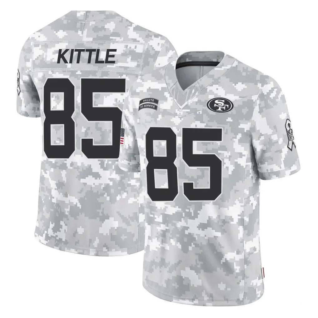 Jdoa SF.49ers #85 George Kittle Player Arctic Camo Limited Salute To Service Home Game Stitched Jerseys