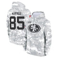 Jdoa SF.49ers #85 George Kittle Player Arctic Camo Salute to Service Hoodies Stitched Jerseys
