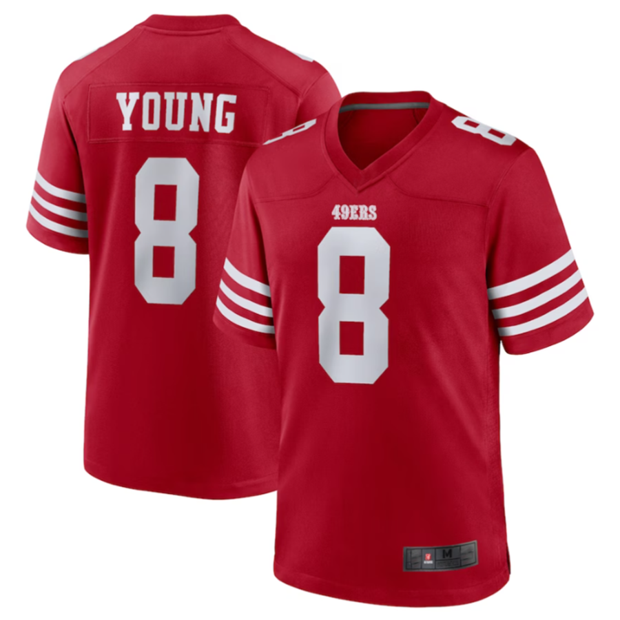 Jdoa SF.49ers #8 Steve Young Scarlet Retired Player Game American Stitched Jersey