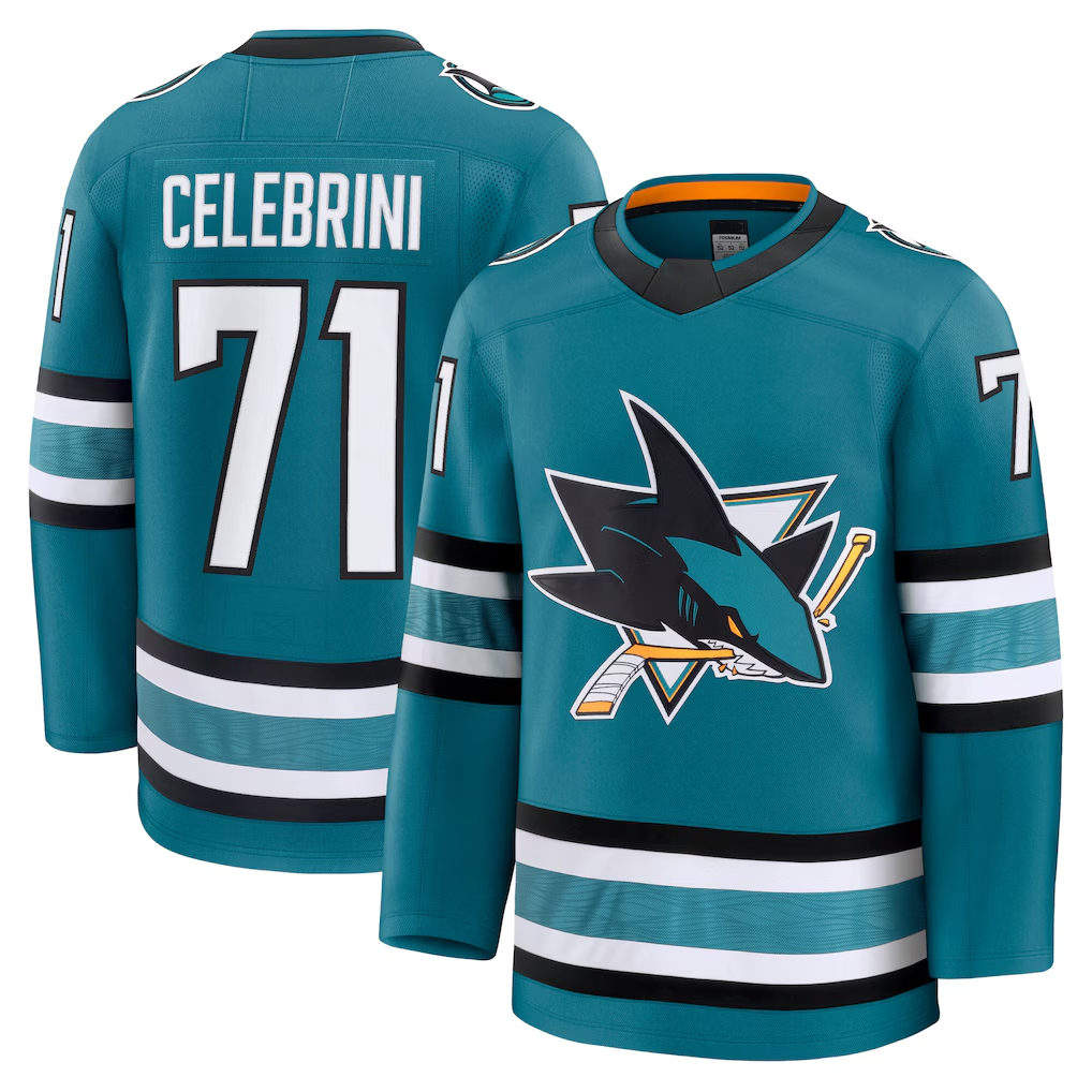 Jdoa S.Jose Sharks #71 Macklin Celebrini Teal Home Premium Jerseys