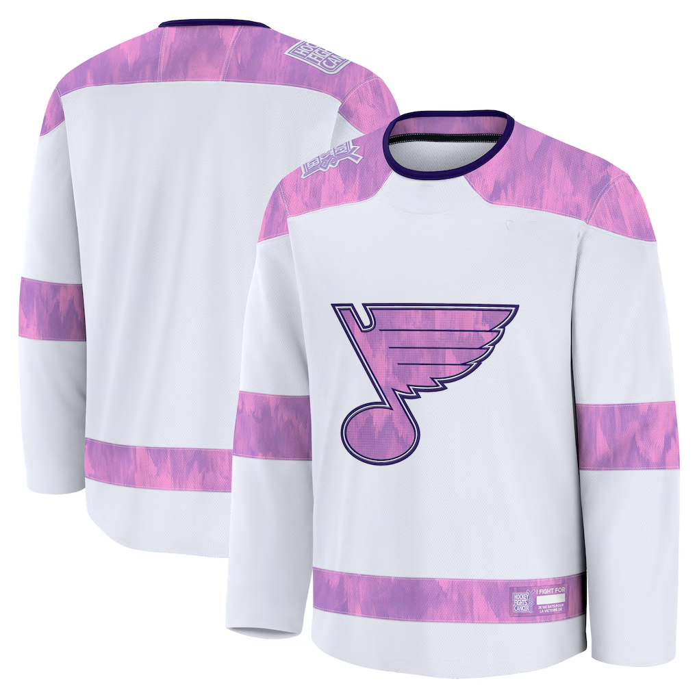 Jdoa St.L.Blues White 2024 Hockey Fights Cancer Practice Jerseys