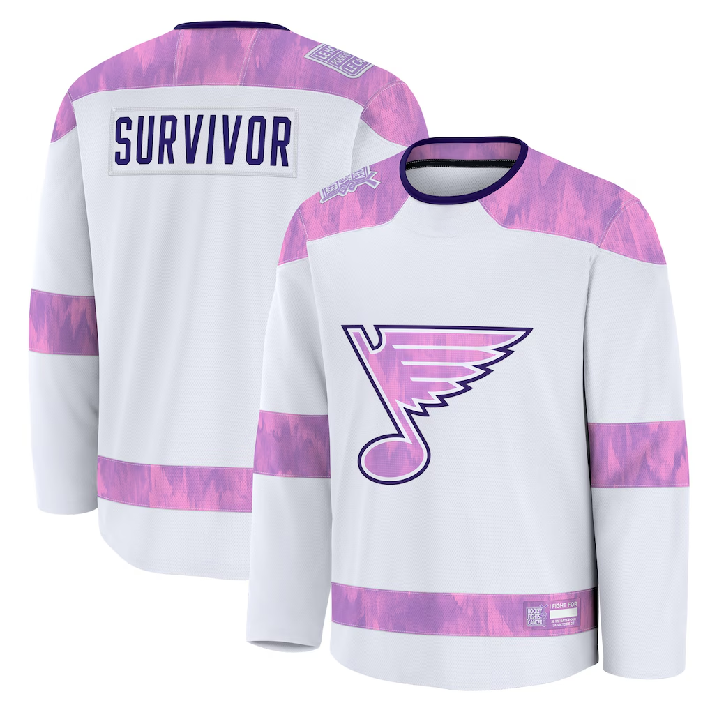Jdoa St.L.Blues White Hockey Fights Cancer Survivor Practice Jerseys