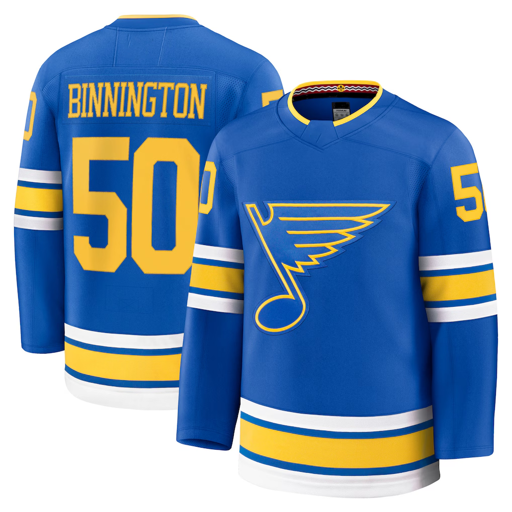 Jdoa St.L.Blues #50 Jordan Binnington Blue Home Premium Player Jerseys