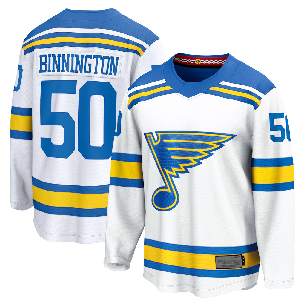 Jdoa St.L.Blues #50 Jordan Binnington White Away Breakaway Player Jerseys