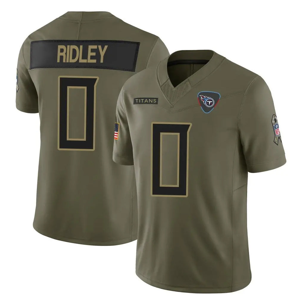 Jdoa T.Titans #0 Calvin Ridley Player Olive Limited 2025 Salute to Service Home Game Stitched Jerseys