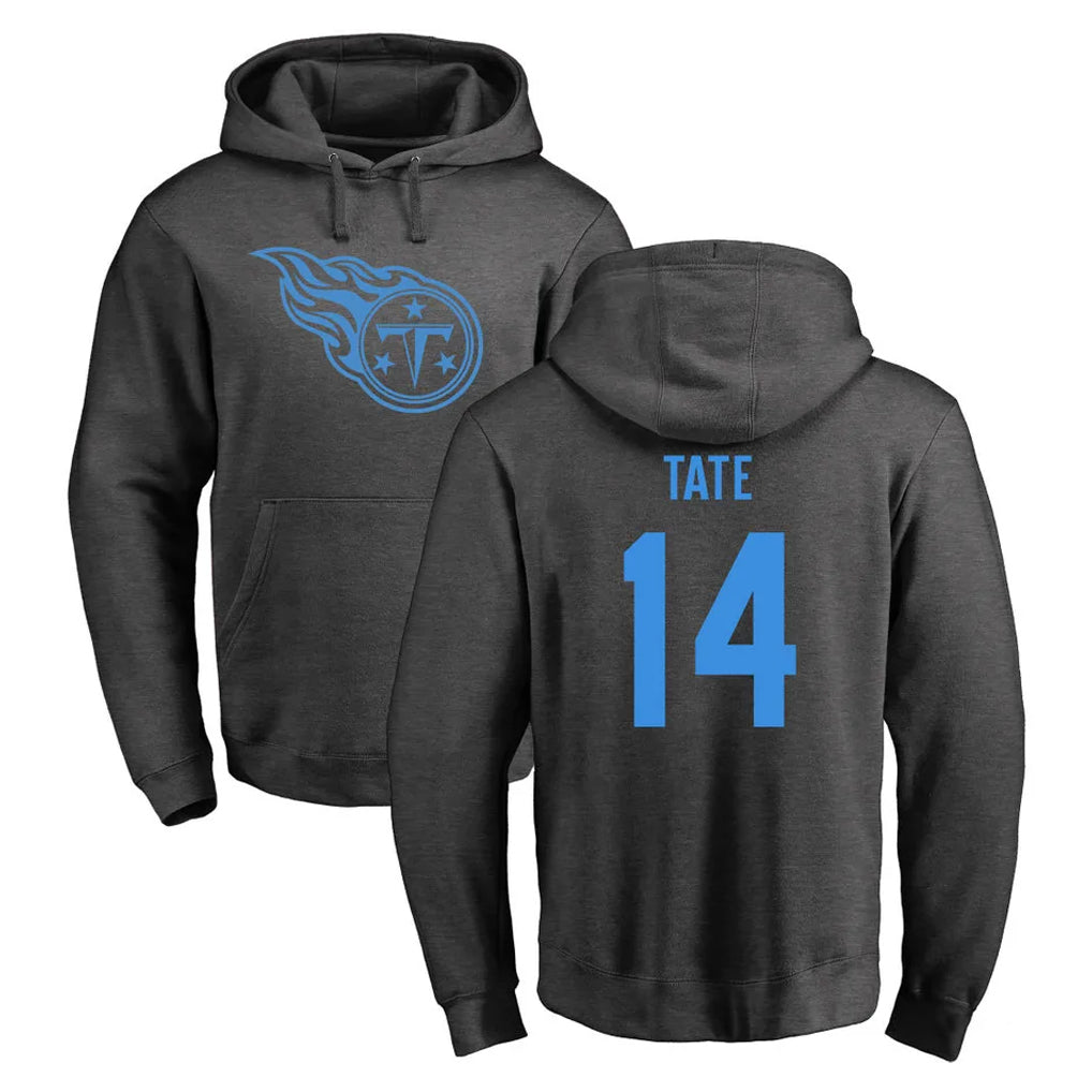 Jdoa T.Titans #14 Carnell Tate Player Ash One Color Pullover Hoodies Home Game Stitched Jerseys