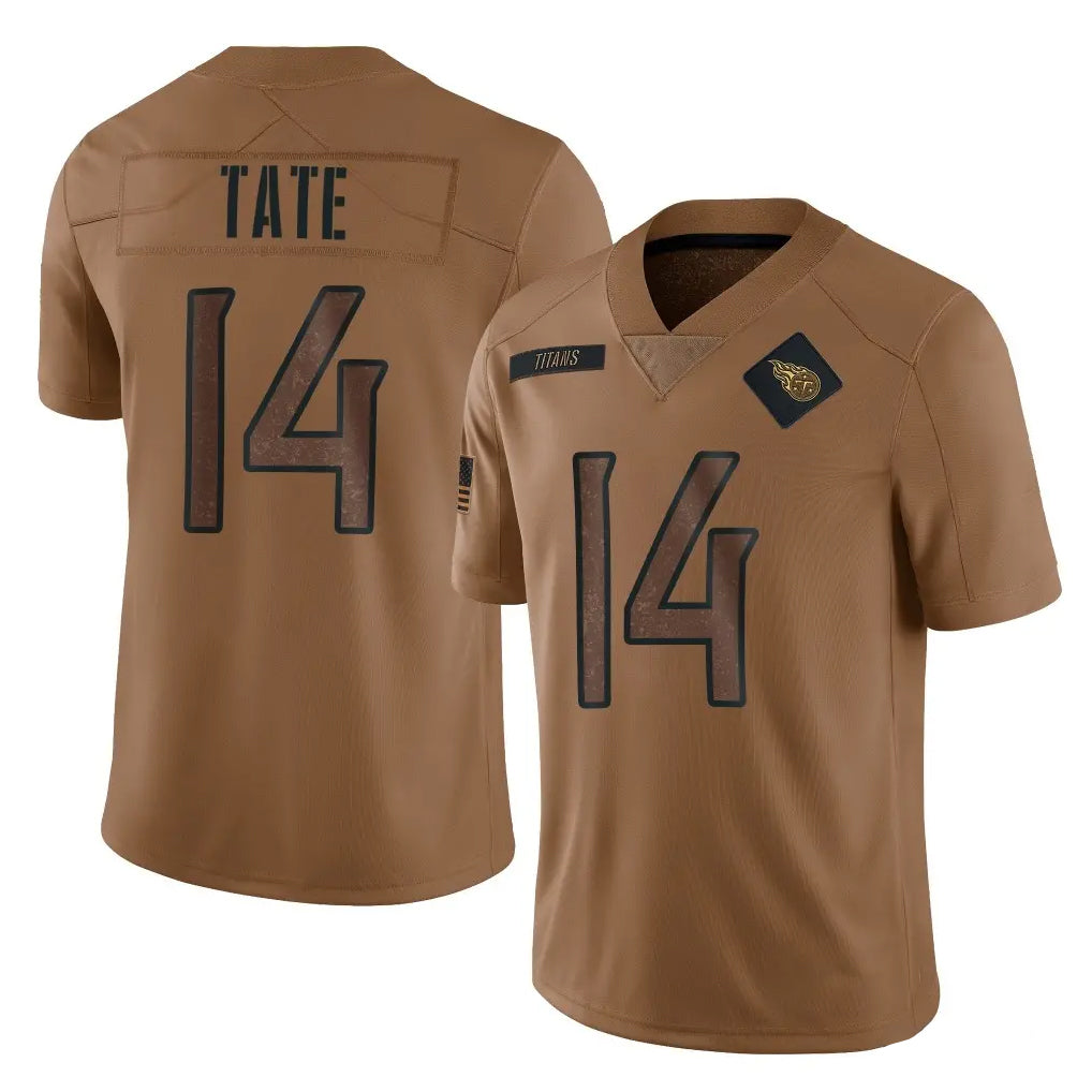 Jdoa T.Titans #14 Carnell Tate Player Brown Limited Salute to Service Home Game Stitched Jerseys
