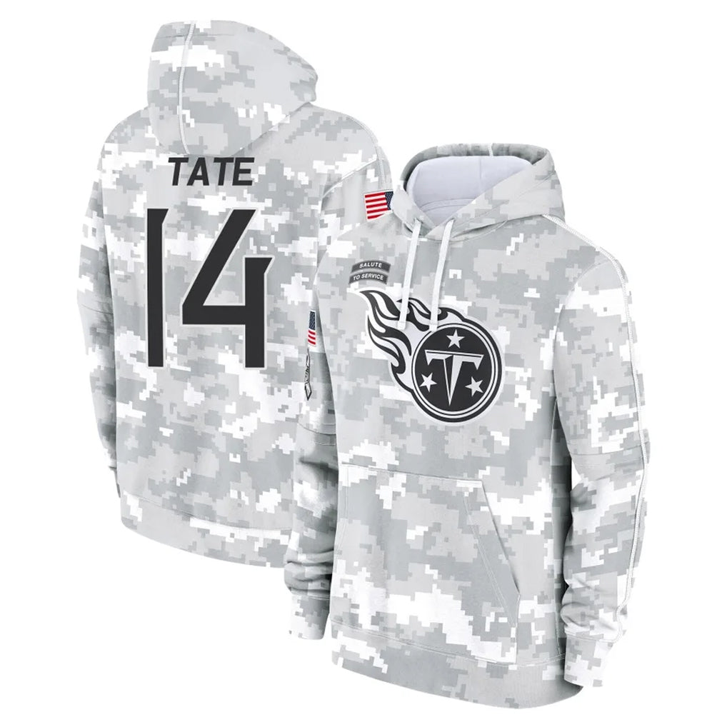 Jdoa T.Titans #14 Carnell Tate Player Camo Arctic Salute to Service Pullover Hoodies Home Game Stitched Jerseys