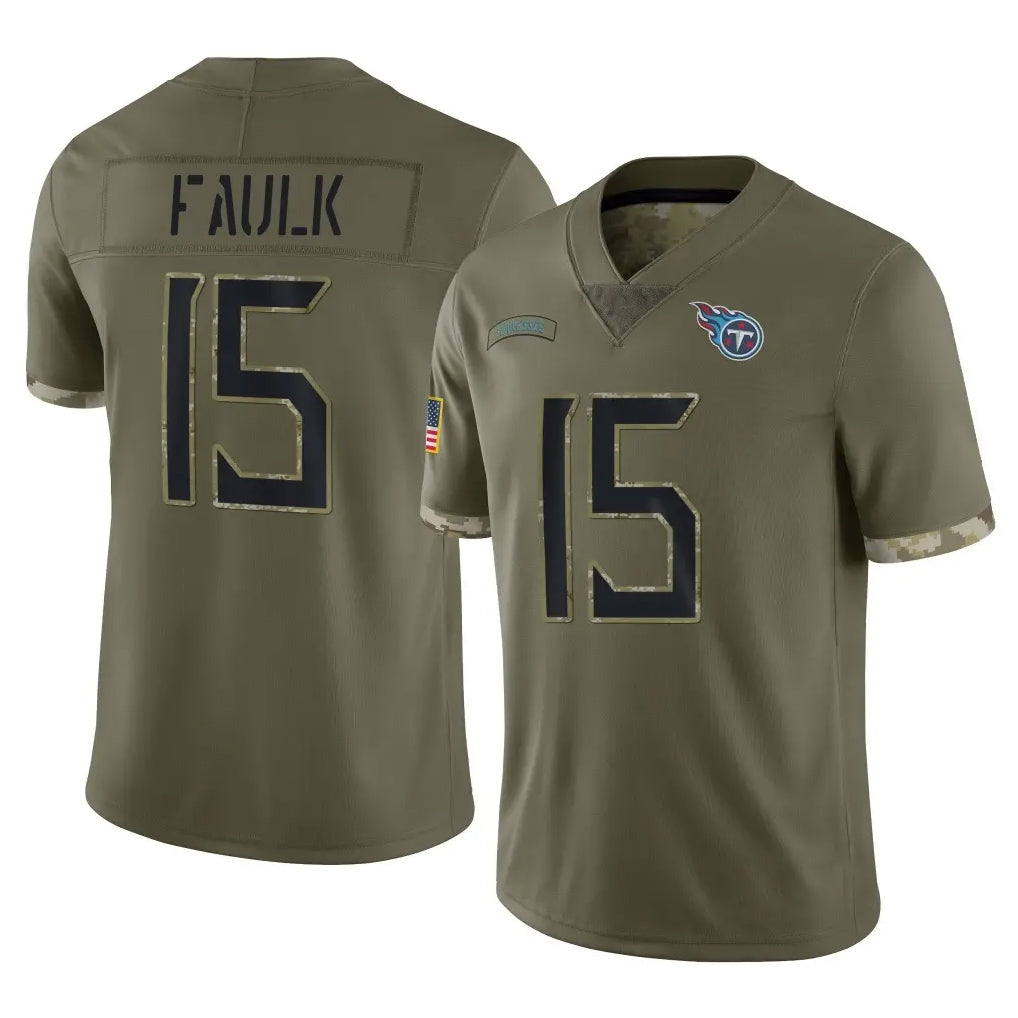 Jdoa T.Titans #15 Keldric Faulk Player Olive Limited Salute to Service Home Game Stitched Jerseys