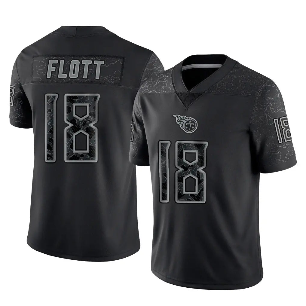 Jdoa T.Titans #18 Cor'Dale Flott Player Black Limited Reflective Home Game Stitched Jerseys