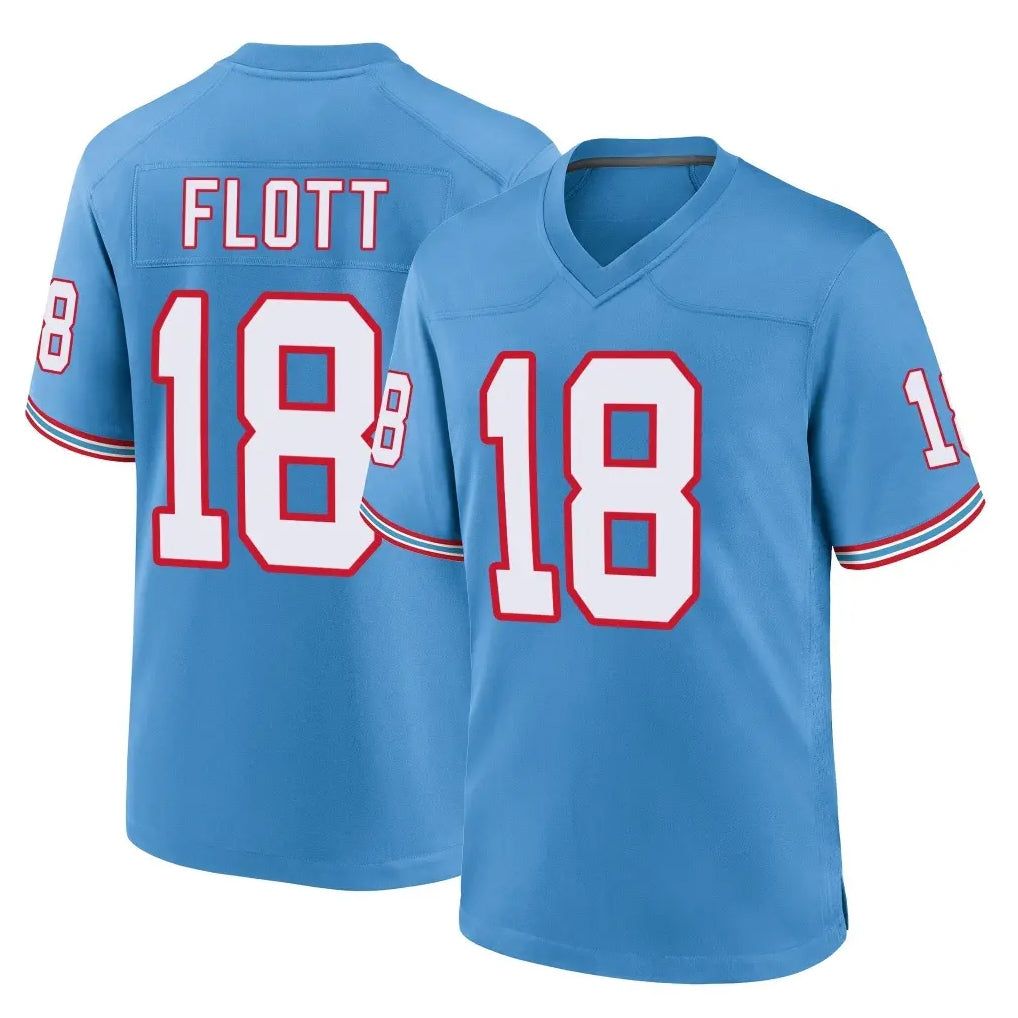 Jdoa T.Titans #18 Cor'Dale Flott Player Light Blue Oilers Throwback Home Game Stitched Jerseys