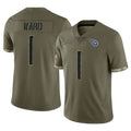 Jdoa T.Titans #1 Cameron Ward Player Olive Limited Salute to Service Home Game Stitched Jerseys