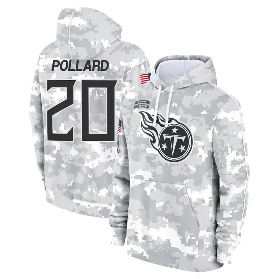 Jdoa T.Titans #20 Tony Pollard Player Arctic Camo Salute To Service Hoodies Game Stitched Jerseys