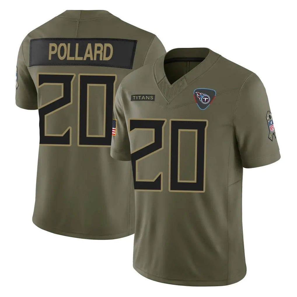 Jdoa T.Titans #20 Tony Pollard Player Olive Limited 2025 Salute to Service Home Game Stitched Jerseys