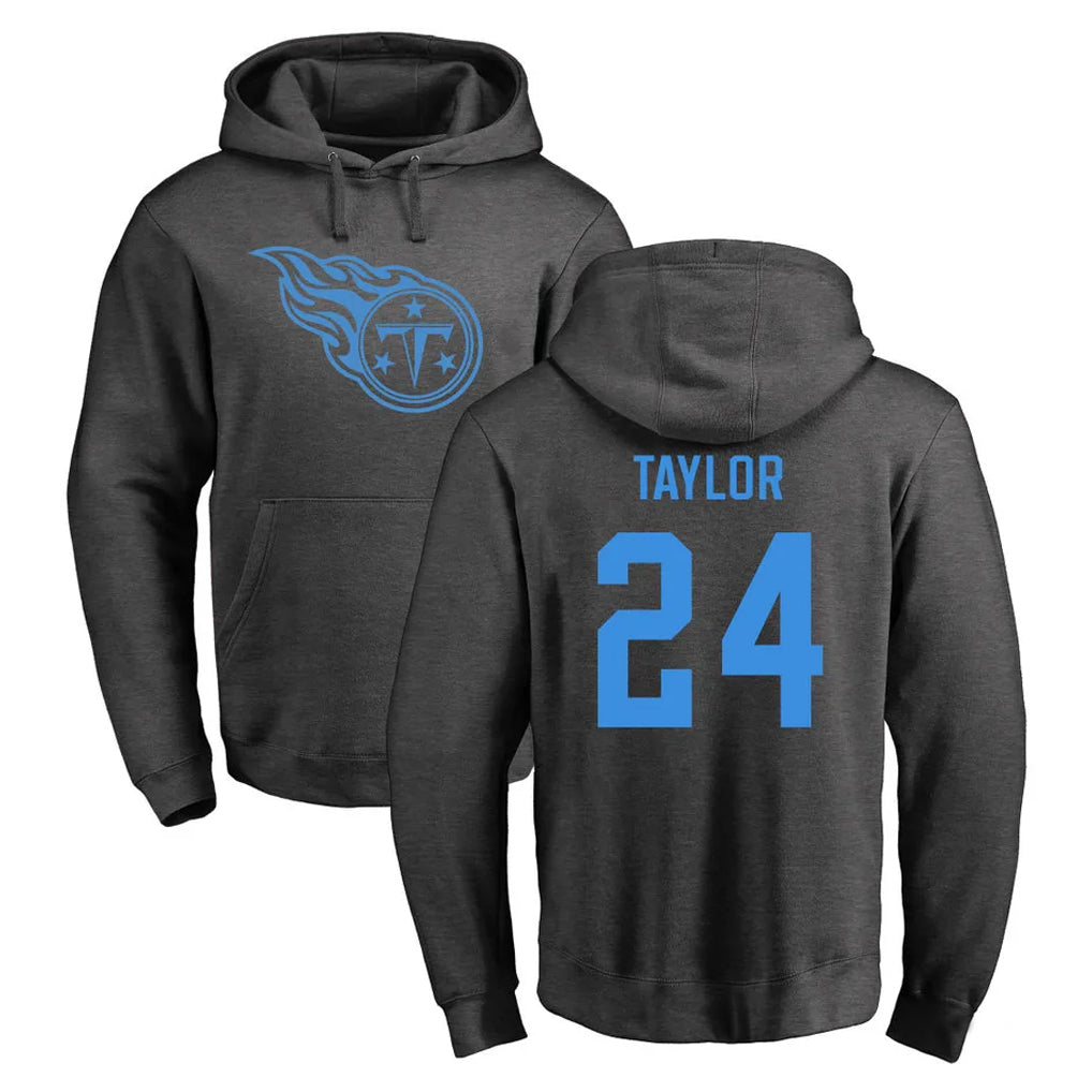 Jdoa T.Titans #24 Alontae Taylor Player Ash One Color Pullover Hoodies Home Game Stitched Jerseys