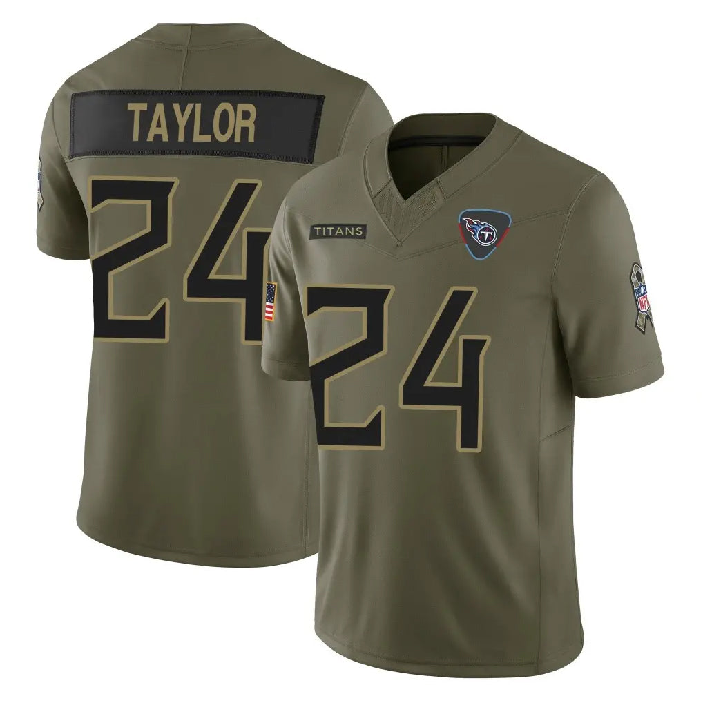 Jdoa T.Titans #24 Alontae Taylor Player Olive Limited 2025 Salute to Service Home Game Stitched Jerseys