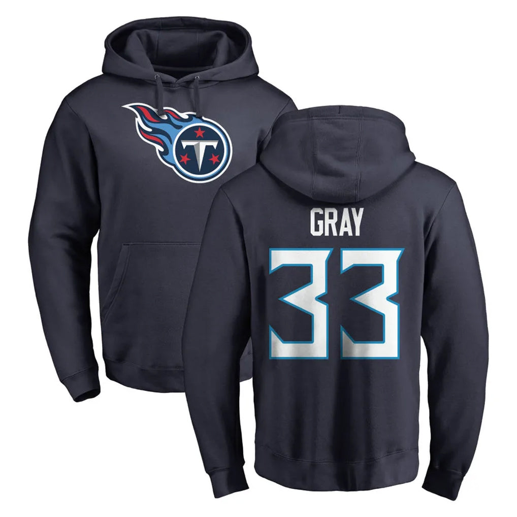 Jdoa T.Titans #33 Cedric Gray Player Navy Logo Pullover Hoodies Home Game Stitched Jerseys