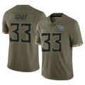 Jdoa T.Titans #33 Cedric Gray Player Olive Limited Salute to Service Home Game Stitched Jerseys