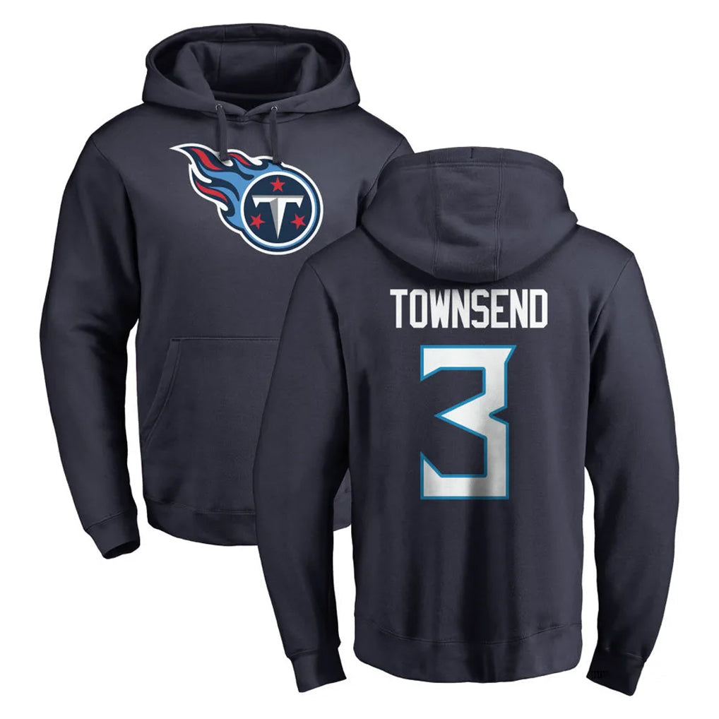 Jdoa T.Titans #3 Tommy Townsend Player Navy Logo Pullover Hoodies Home Game Stitched Jerseys