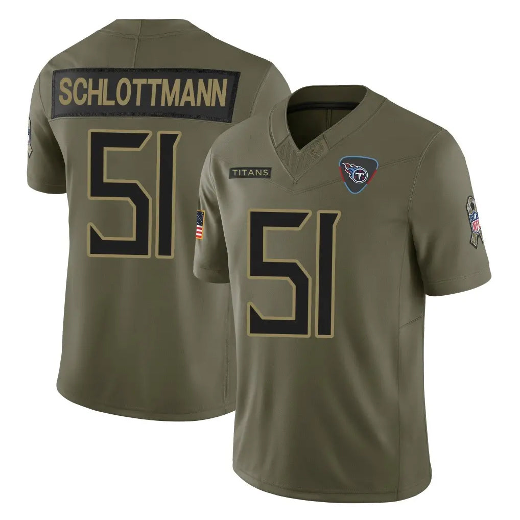 Jdoa T.Titans #51 Austin Schlottmann Player Olive Limited 2025 Salute to Service Home Game Stitched Jerseys