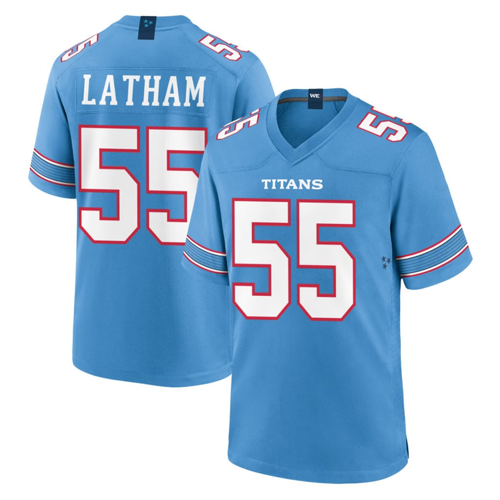 Jdoa T.Titans #55 JC Latham Player Light Blue 2026 Game Home Stitched Jerseys