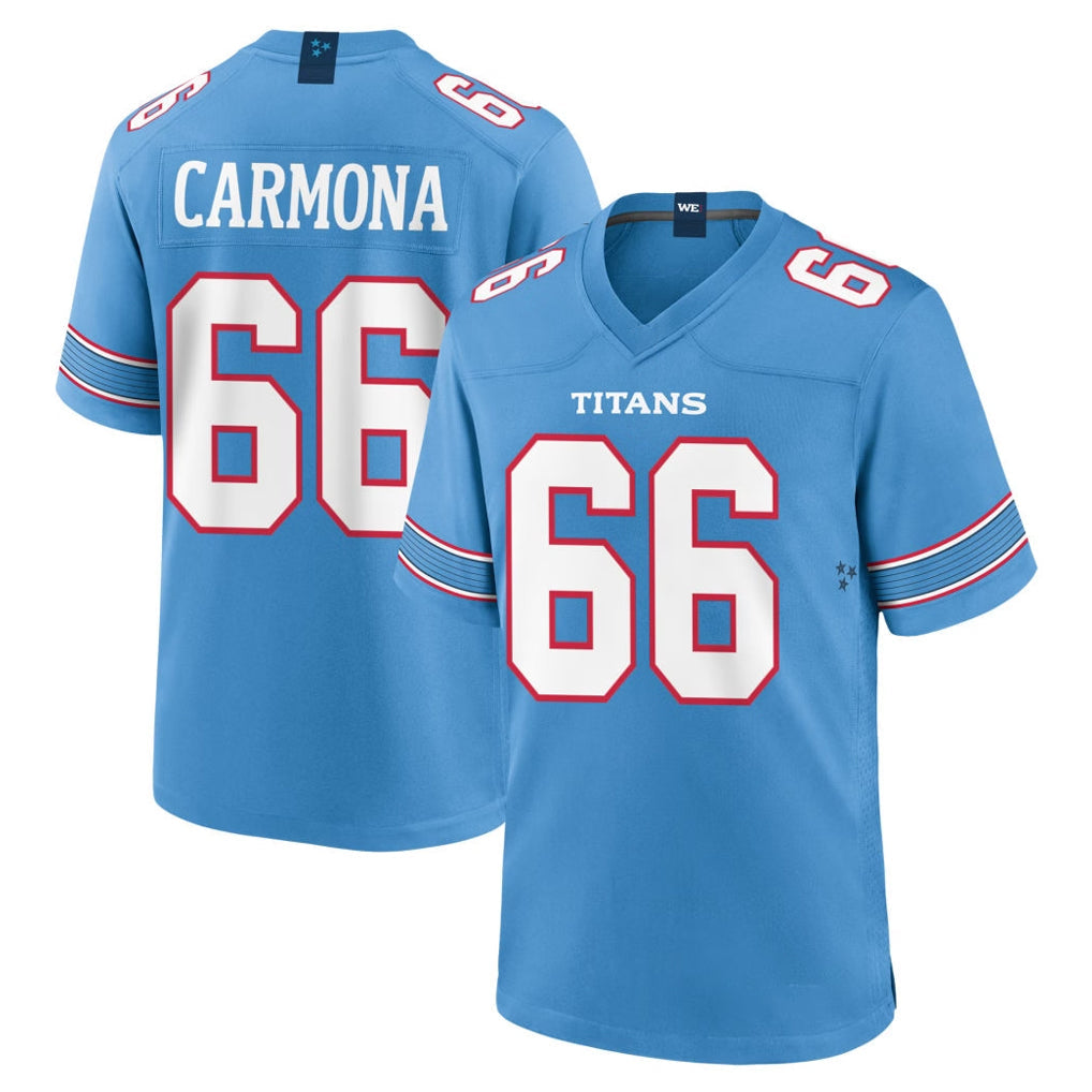 Jdoa T.Titans #66 Fernando Carmona Jr. Player Light Blue 2026 Game Home Stitched Jerseys