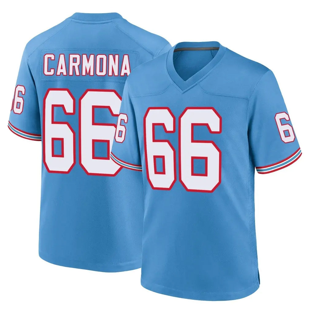 Jdoa T.Titans #66 Fernando Carmona Jr. Player Light Blue Oilers Throwback Home Game Stitched Jerseys