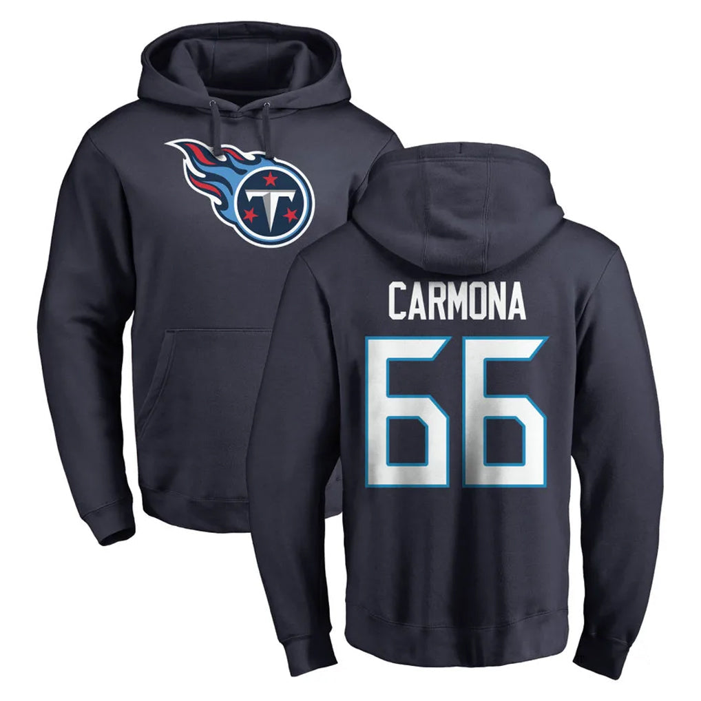 Jdoa T.Titans #66 Fernando Carmona Jr. Player Navy Logo Pullover Hoodies Home Game Stitched Jerseys