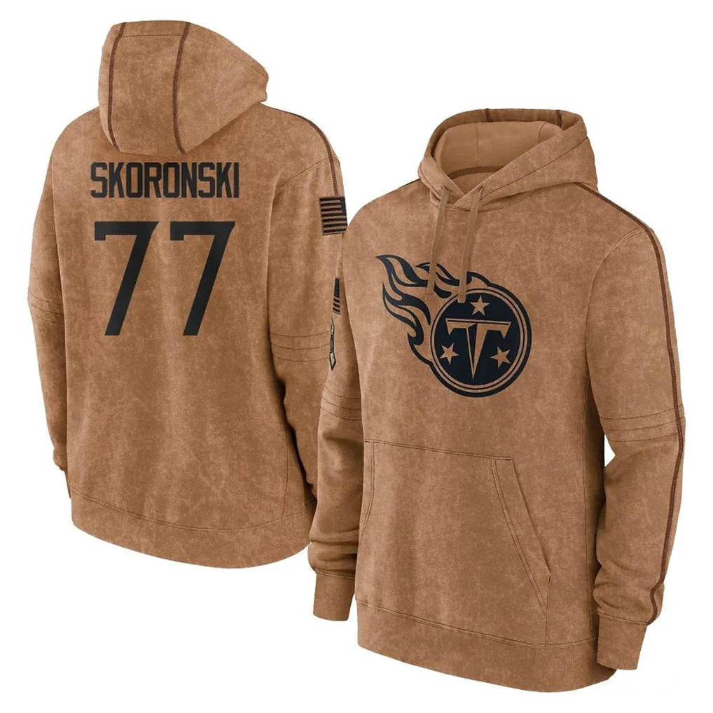 Jdoa T.Titans #77 Peter Skoronski Player Brown Salute To Service Club Pullover Hoodies Home Game Stitched Jerseys