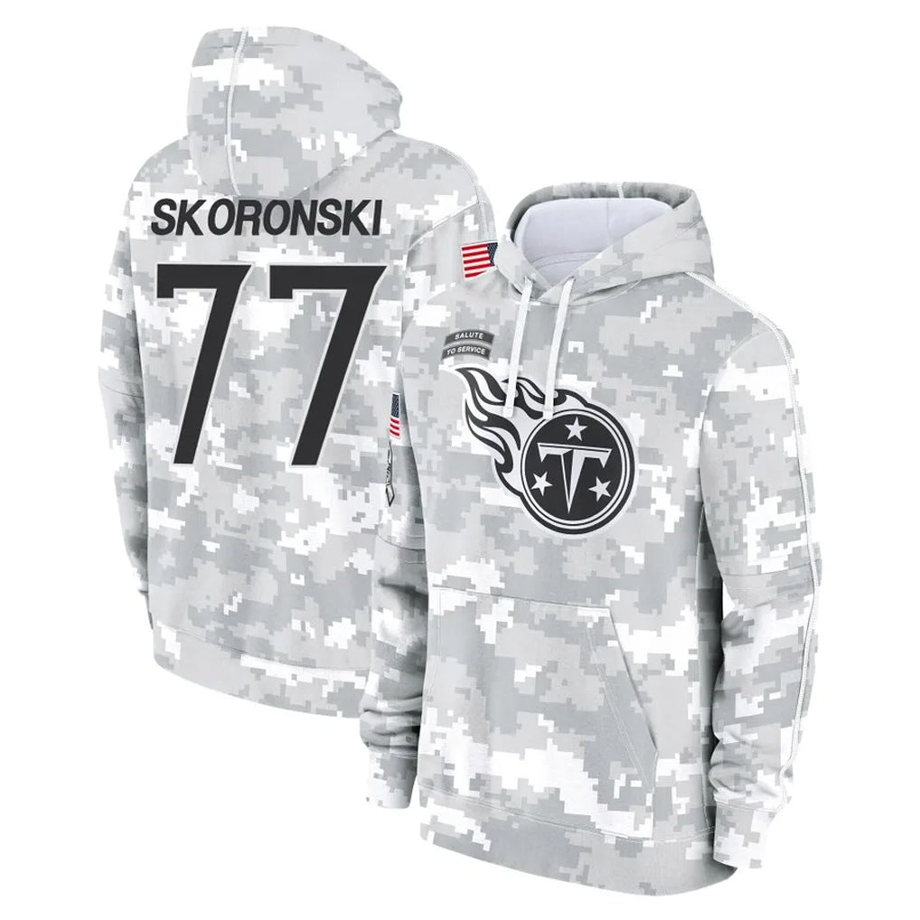 Jdoa T.Titans #77 Peter Skoronski Player Camo Arctic Salute to Service Pullover Hoodies Home Game Stitched Jerseys
