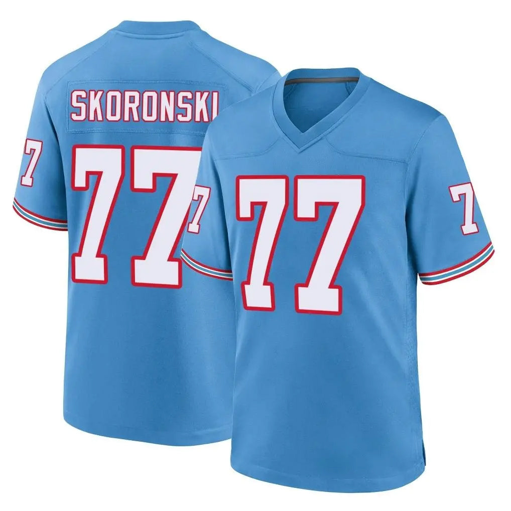 Jdoa T.Titans #77 Peter Skoronski Player Light Blue Oilers Throwback Home Game Stitched Jerseys