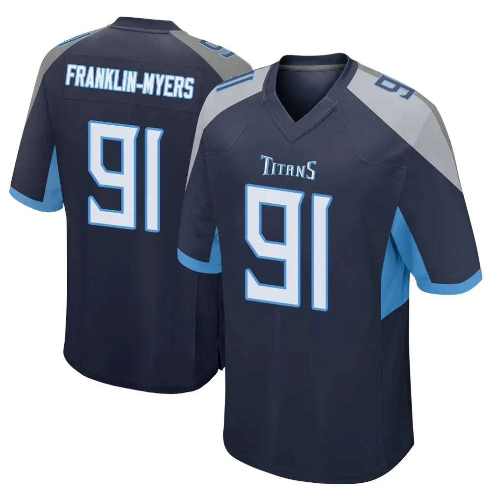 Jdoa T.Titans #91 John Franklin-Myers Player Navy Home Game Stitched Jerseys