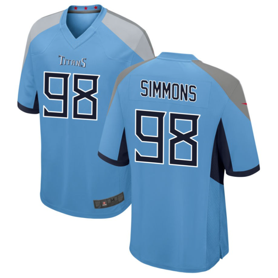 Jdoa T.Titans #98 Jeffery Simmons Light Blue Player Game American Stitched Jerseys