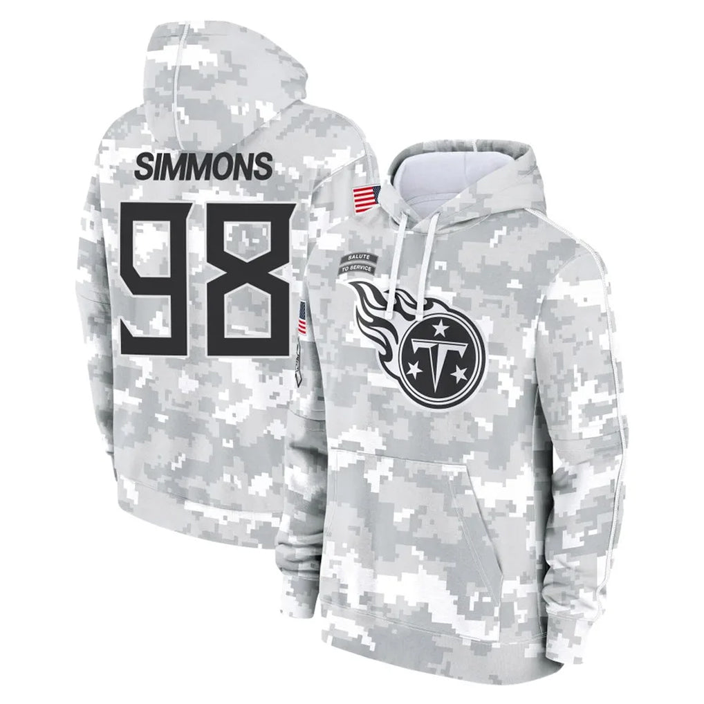 Jdoa T.Titans #98 Jeffery Simmons Player Camo Arctic Salute to Service Pullover Hoodies Home Game Stitched Jerseys