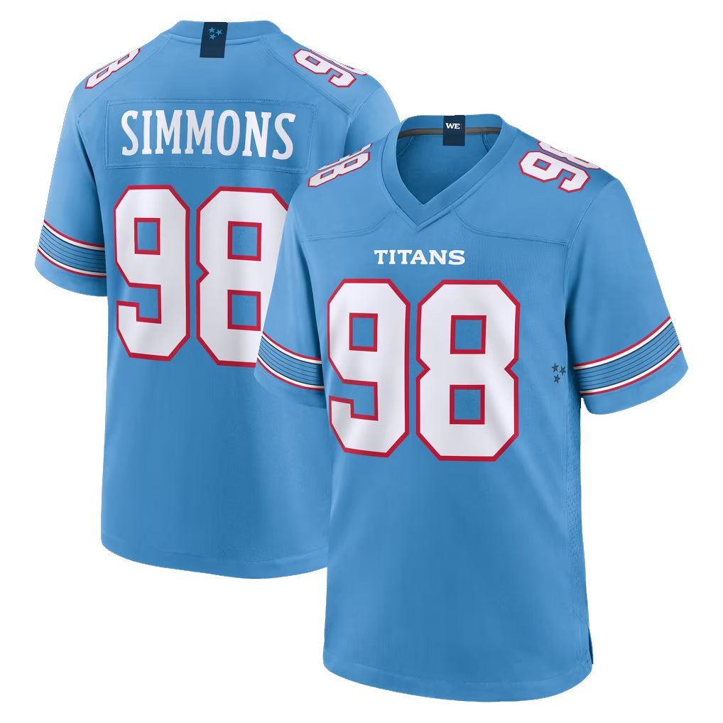 Jdoa T.Titans #98 Jeffery Simmons Player Light Blue 2026 Game Home Stitched Jerseys