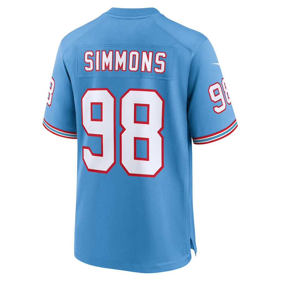 Jdoa T.Titans #98 Jeffery Simmons Player Light Blue Throwback Alternate Game Stitched Jerseys