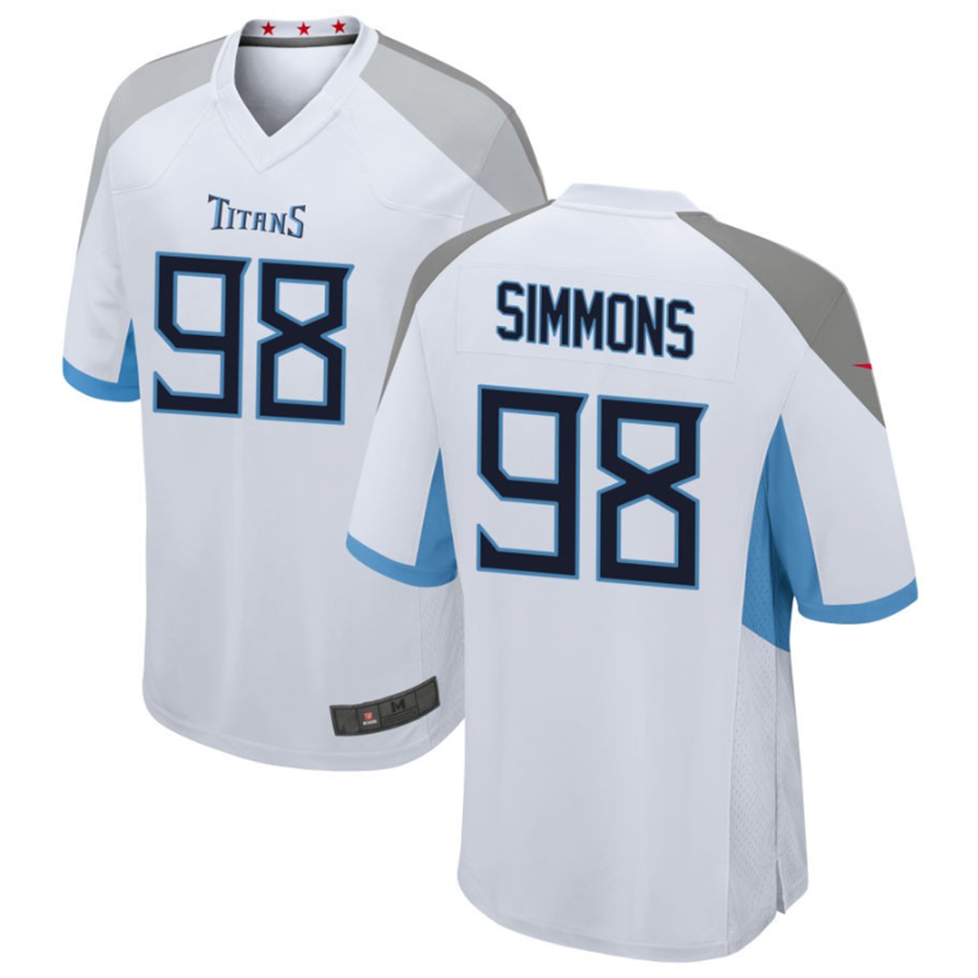 Jdoa T.Titans #98 Jeffery Simmons White Player Game American Stitched Stitched Jerseys